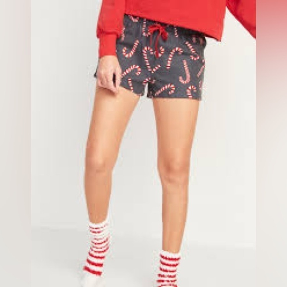 NWT Patterned Flannel Boxer Pajama Shorts 2.5-inch Candy Cane size small